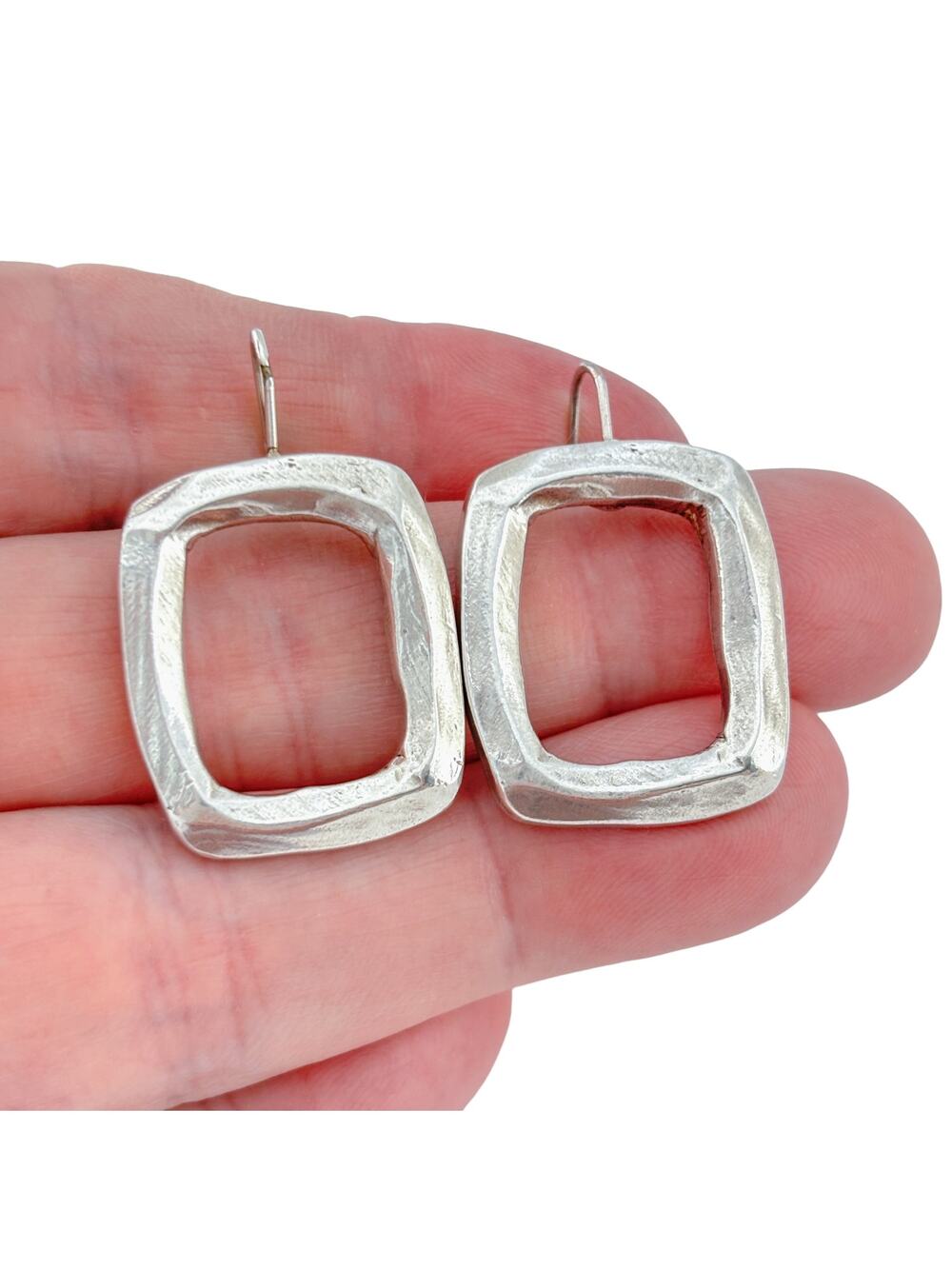 Vintage Duo B Paris Sterling Silver 925 Square Hoop Earrings